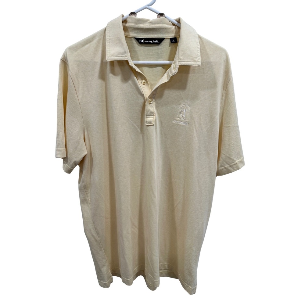 TravisMathew Mens TPC Scottsdale Golf Polo Shirt Yellow Pima Cotton Blend Large‎